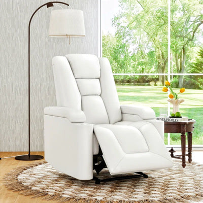 35.3" Wide Modern Faux Leather Power Home Theater Individual Seat with USB & Dual Cup Holders&Arm Storage