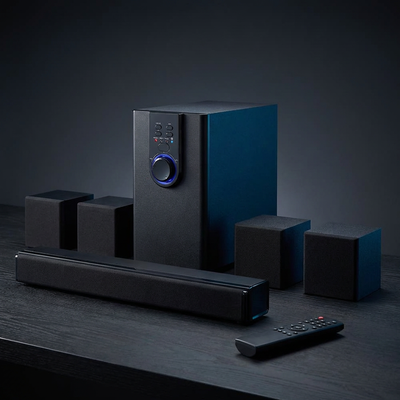 5.1-Channel Bluetooth Home Theater System with 26" Speaker and 4 Satellite Speakers, Black