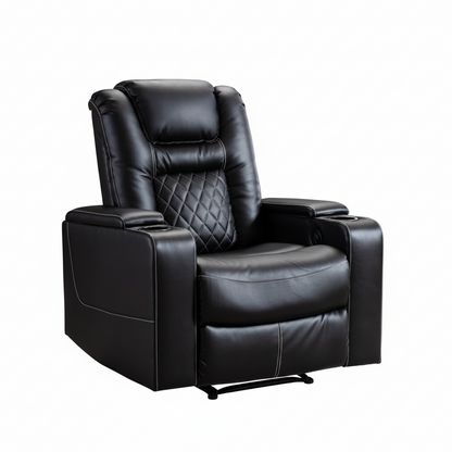 36.22" W Luxury Individual Seat Top Faux Leather Home Theater Seat Recliners Quadruple Seat with USB & Dual Cup Holders & Arm Storage (Set of 4)