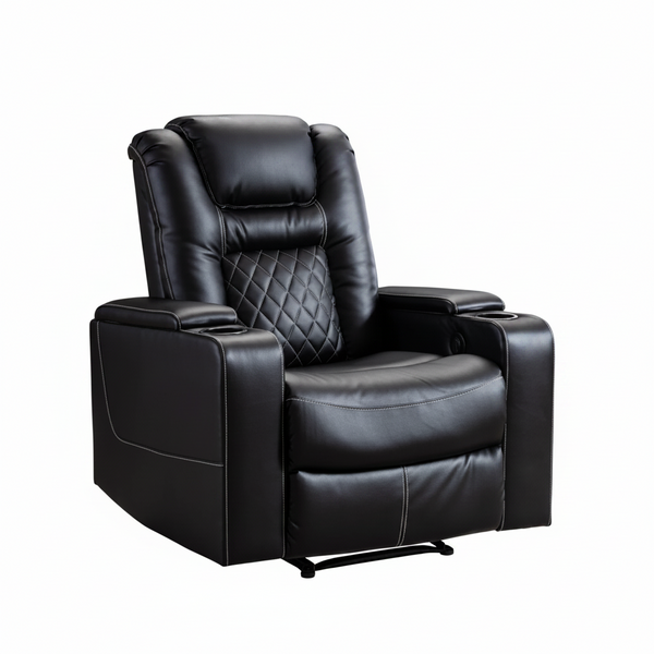 36.22" W Luxury Individual Seat Top Faux Leather Home Theater Seat Recliners Quadruple Seat with USB & Dual Cup Holders & Arm Storage (Set of 4)