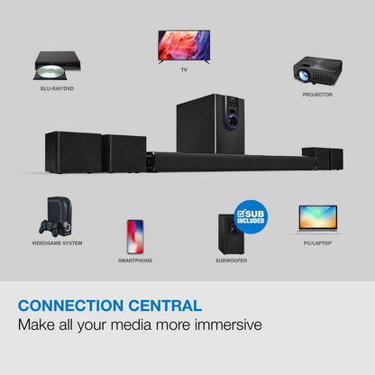 5.1-Channel Bluetooth Home Theater System with 26" Speaker and 4 Satellite Speakers, Black