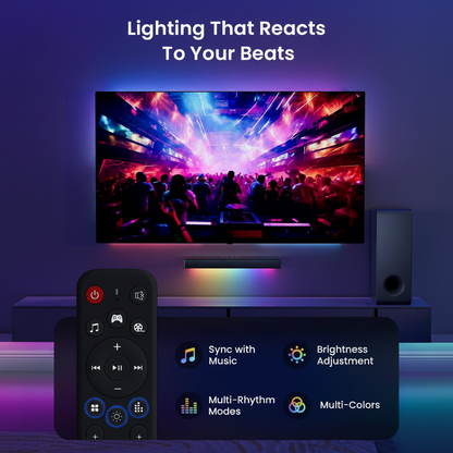 BT 5.3 Sound Bar Sound System with Subwoofer, RGB Light, Audio Sync Surround, HD-ARC/AUX/USB for Smart TV 3. 1CH/PC